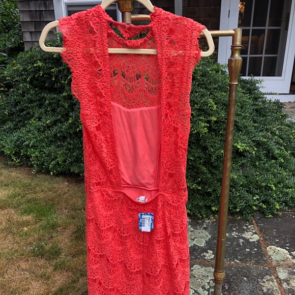 FREE PEOPLE boho high neck backless lace dress - Picture 3 of 5